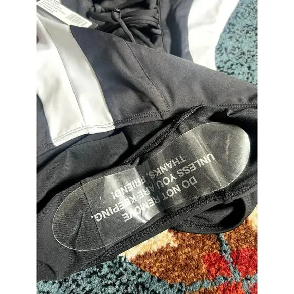 NWT TA3 Sleeveless Surfy Crewneck One Piece Swimsuit Size Large Black White - Picture 8 of 11